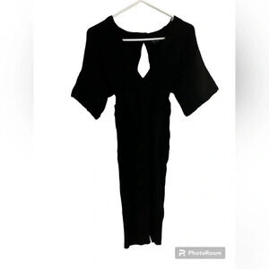 Top shop Black tight dress with low cut front and exposed back. Size 4